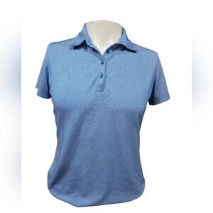 👕 Lady Hagen Blue Textured Polo Shirt – Women’s Medium